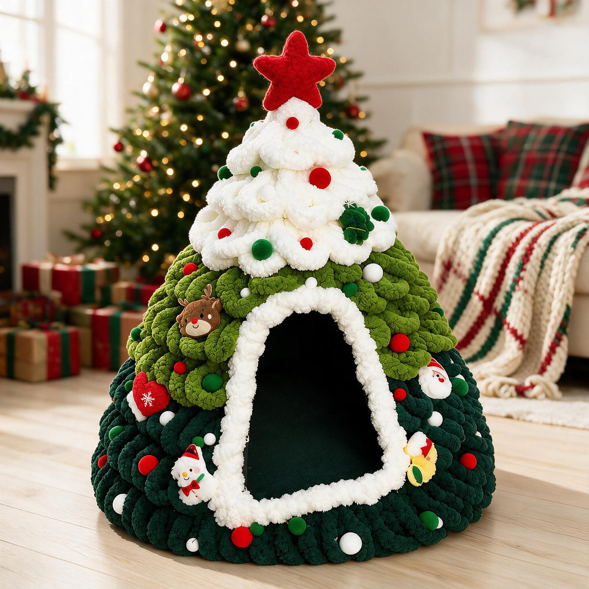 Winter Pine Hideaway enclosed Christmas tree pet house
