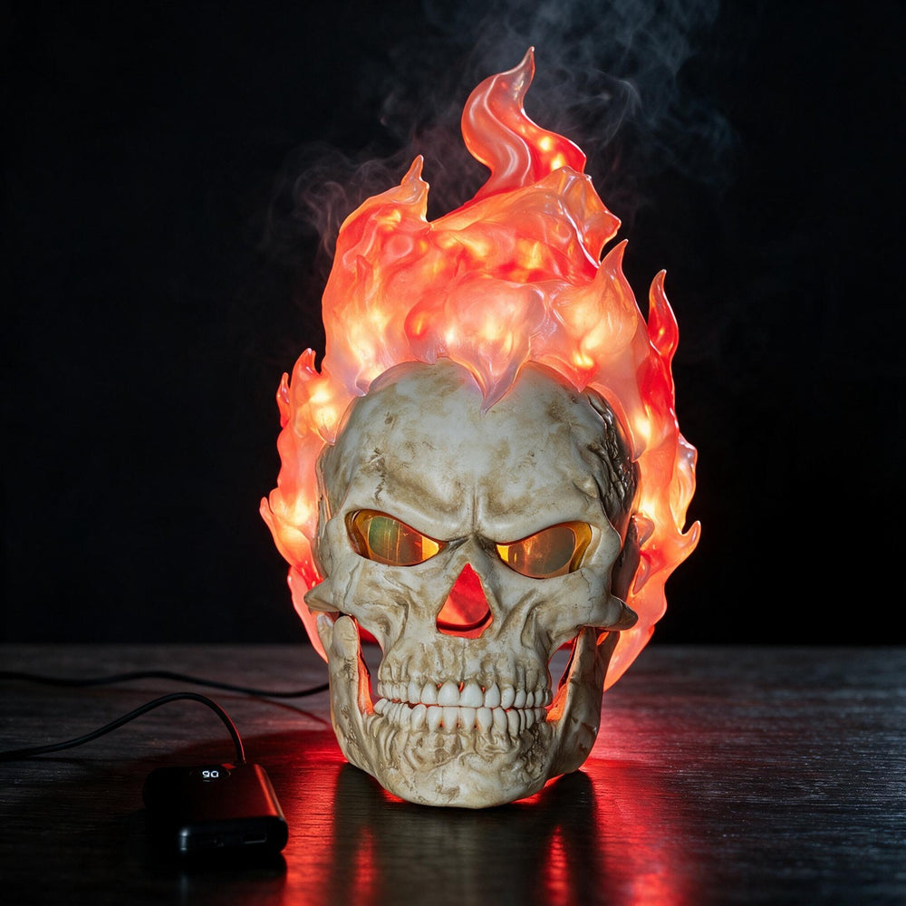 Wrathfire skull mask with the LED flame crest lit