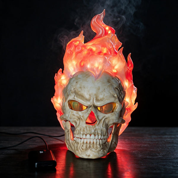 Wrathfire flaming skull mask with the LED flame crest lit