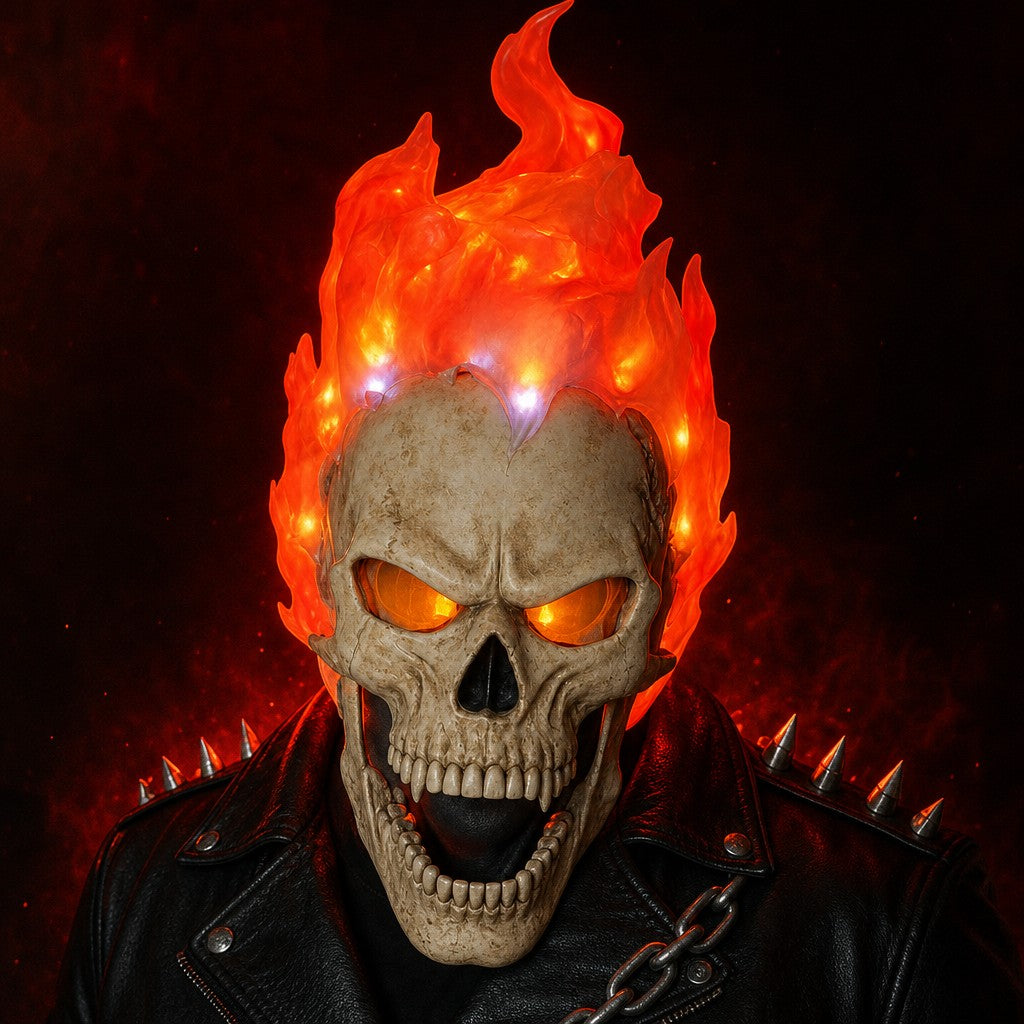 Wrathfire skull mask with the moving jaw open